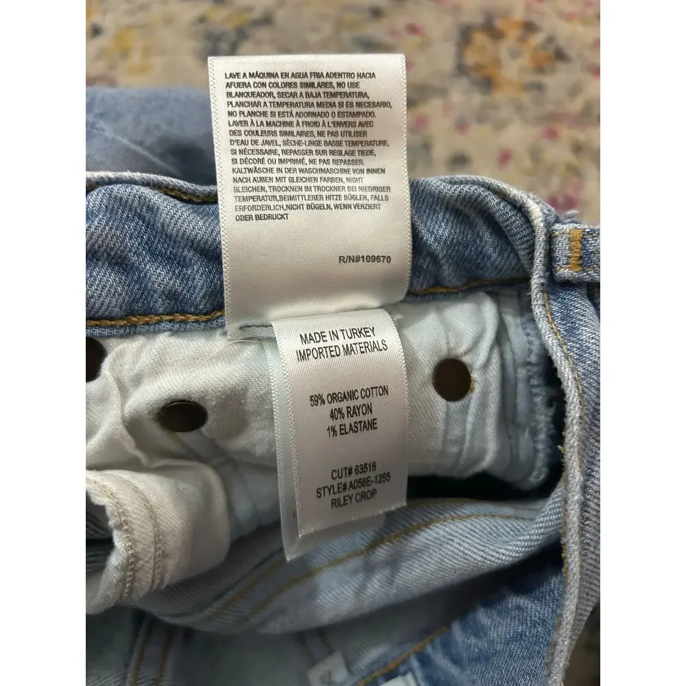 Agolde Riley Crop Jeans Women 25 High Rise Distressed Button Fly Organic Capsule
